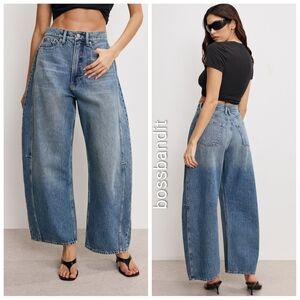 Good American Good Extreme Barrel Jeans | Medium Blue Wash | Size 12 | 31 | NWT